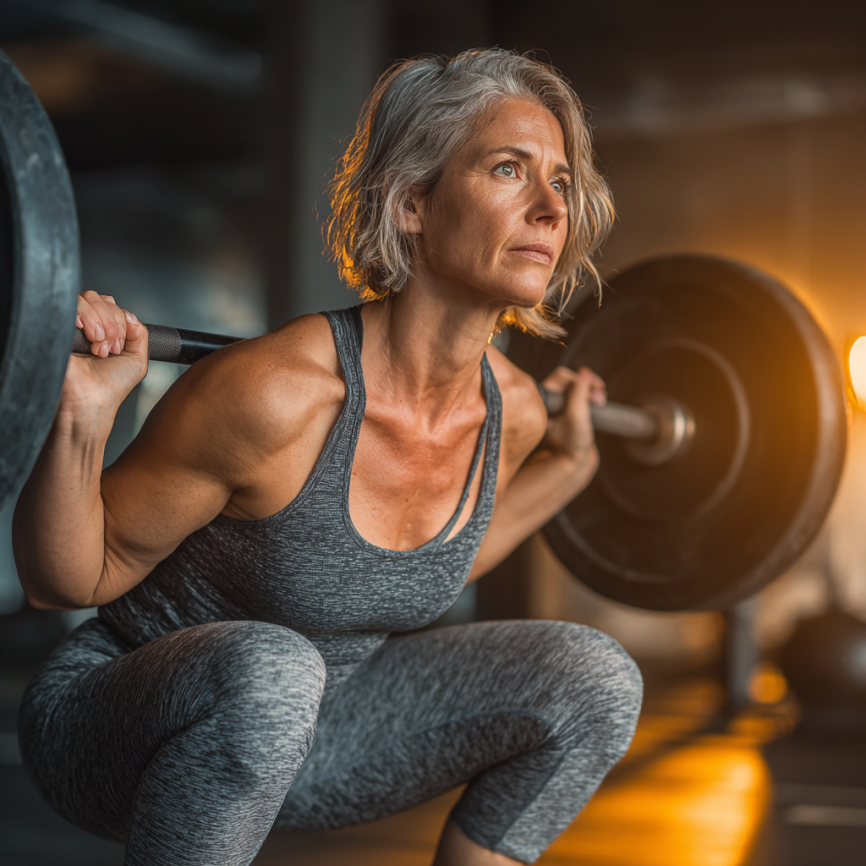 Тренер допомагає літній жінці з фітнес вправами